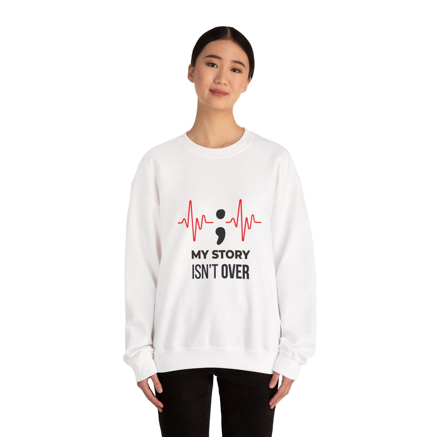 My Story Isn’t Over” Sweatshirt | Semicolon Heartbeat Mental Health | Unisex Heavy Blend™ Crewneck Sweatshirt