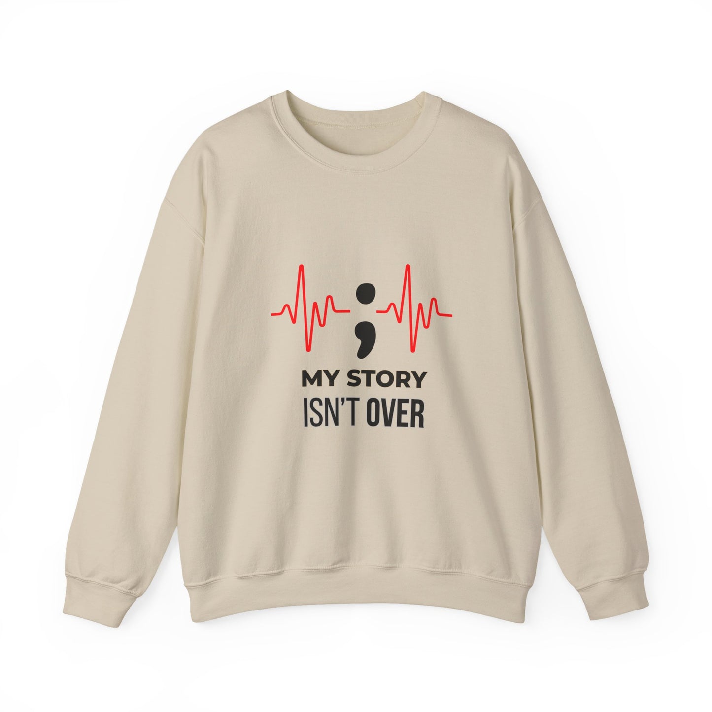 My Story Isn’t Over” Sweatshirt | Semicolon Heartbeat Mental Health | Unisex Heavy Blend™ Crewneck Sweatshirt