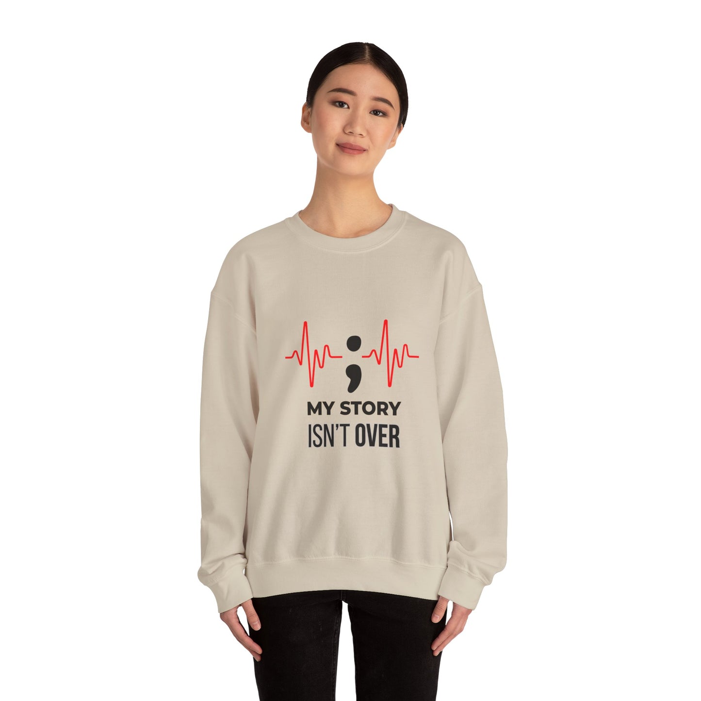 My Story Isn’t Over” Sweatshirt | Semicolon Heartbeat Mental Health | Unisex Heavy Blend™ Crewneck Sweatshirt