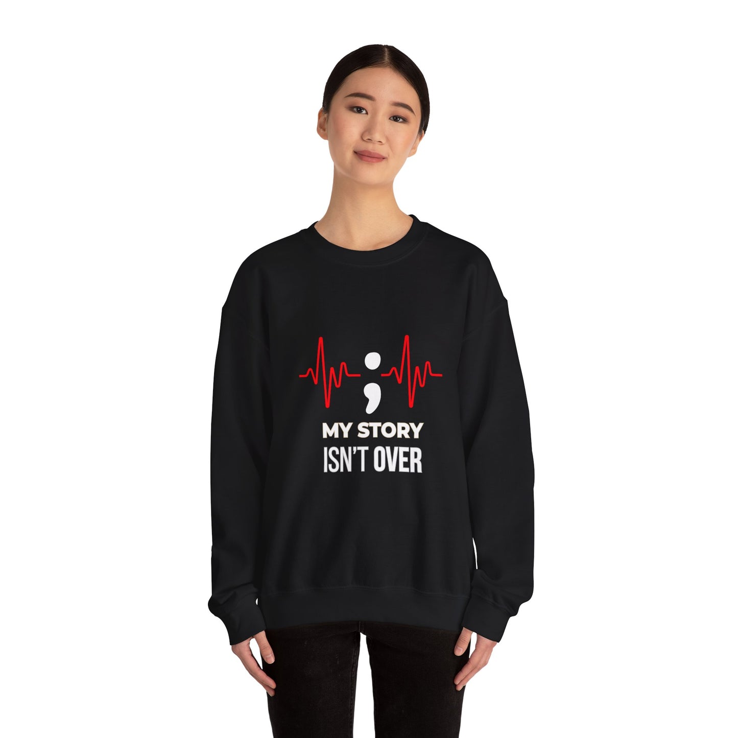 My Story Isn’t Over” Sweatshirt | Semicolon Heartbeat Mental Health | Unisex Heavy Blend™ Crewneck Sweatshirt