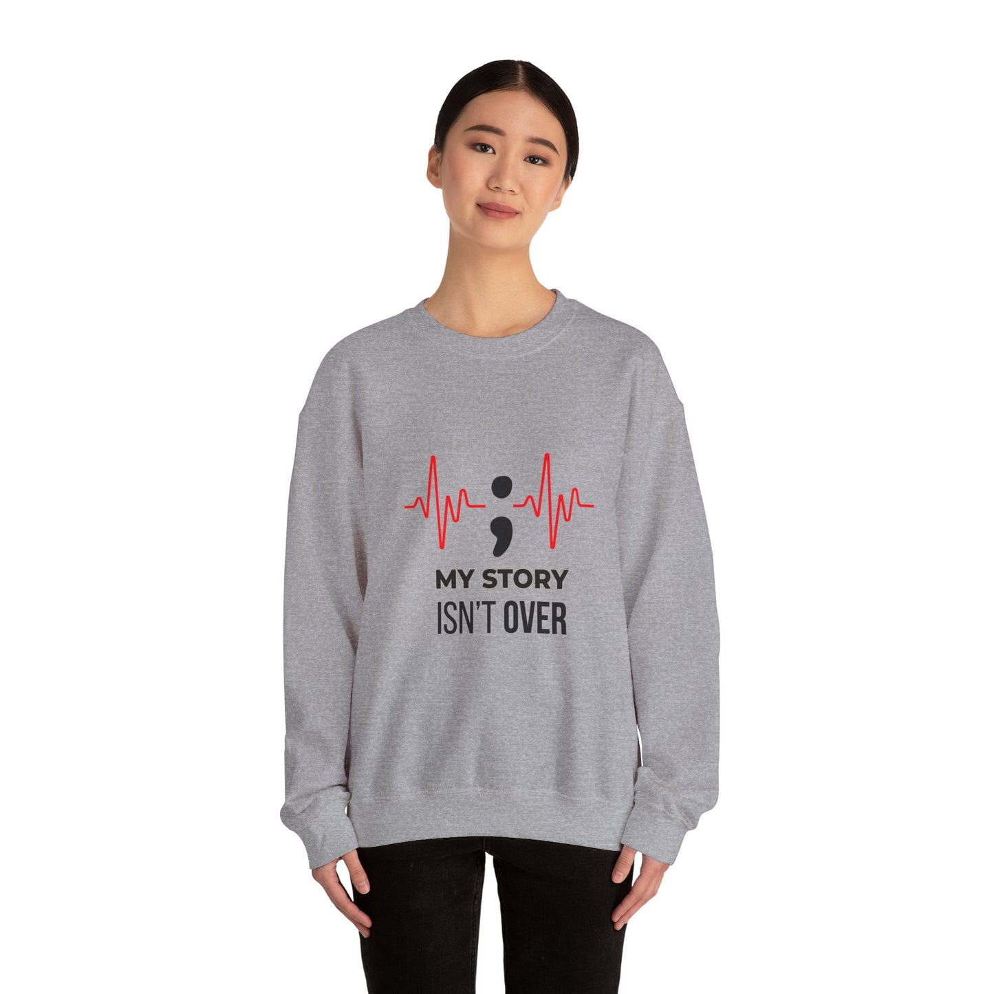 My Story Isn’t Over” Sweatshirt | Semicolon Heartbeat Mental Health | Unisex Heavy Blend™ Crewneck Sweatshirt