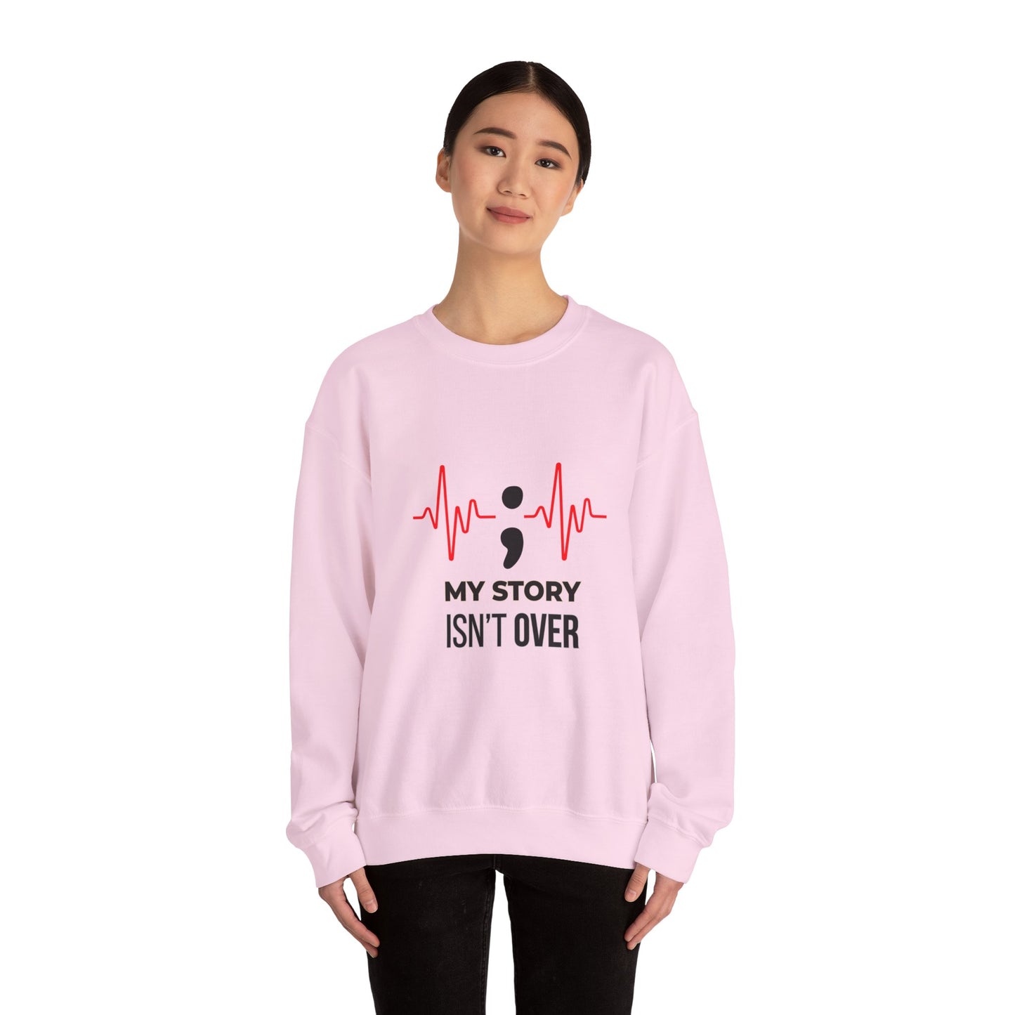 My Story Isn’t Over” Sweatshirt | Semicolon Heartbeat Mental Health | Unisex Heavy Blend™ Crewneck Sweatshirt