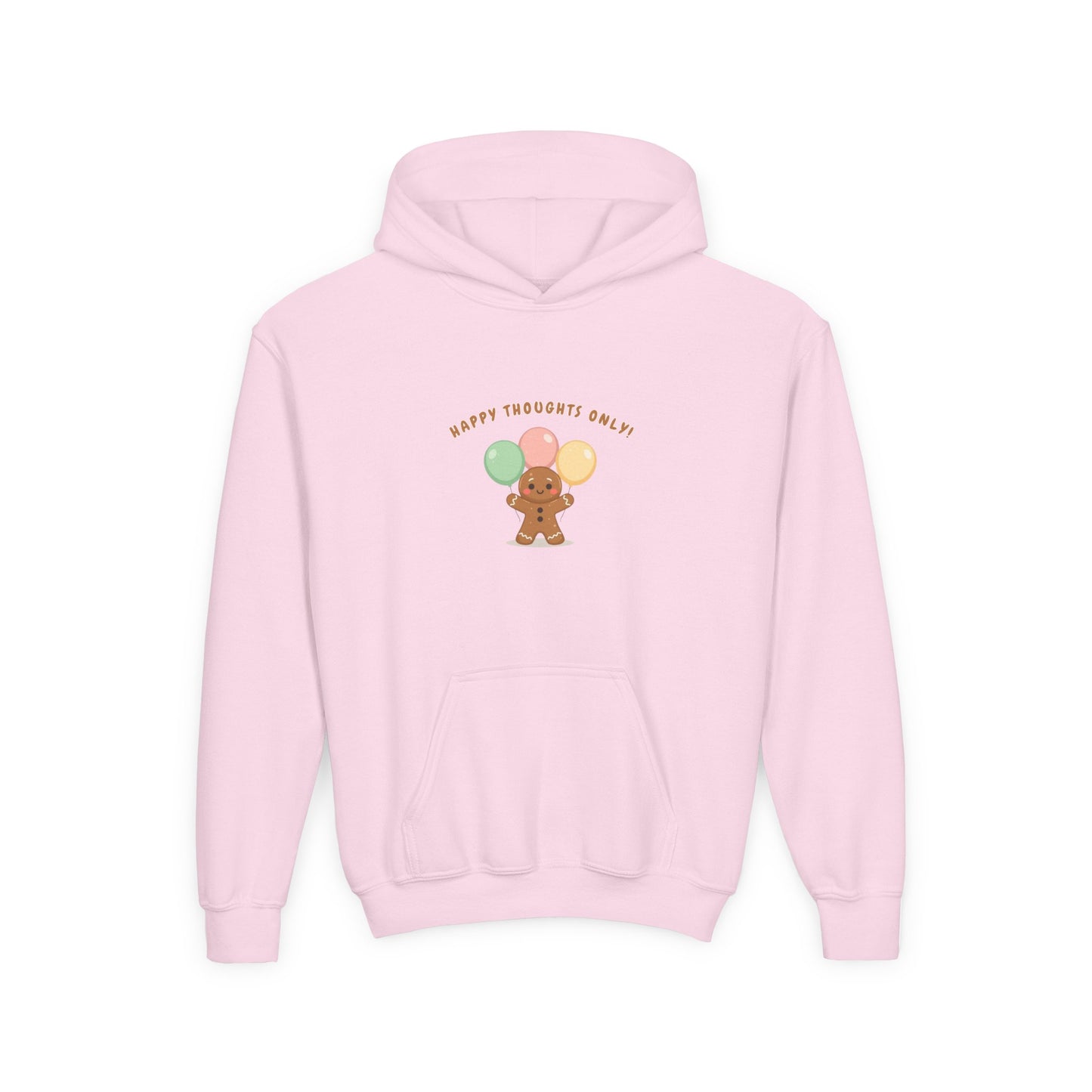 Hooded Sweatshirt Gingerbread Man Balloons Happy Thoughts