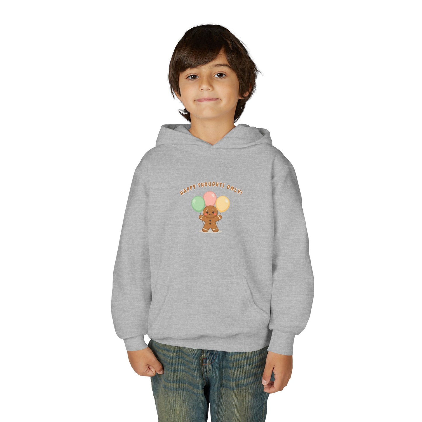 Hooded Sweatshirt Gingerbread Man Balloons Happy Thoughts