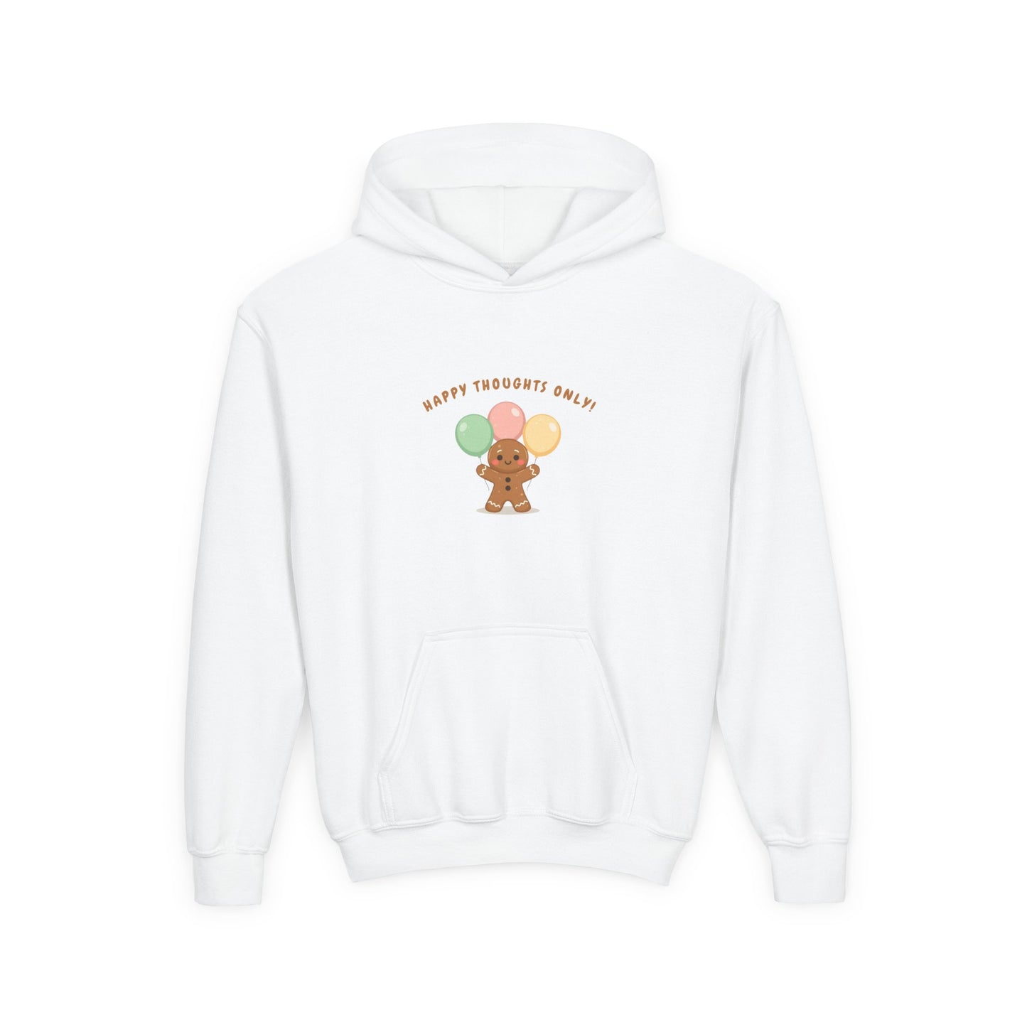 Hooded Sweatshirt Gingerbread Man Balloons Happy Thoughts
