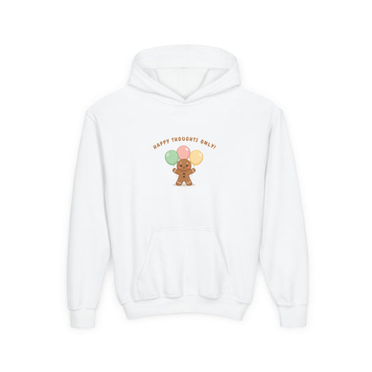 Hooded Sweatshirt Gingerbread Man Balloons Happy Thoughts