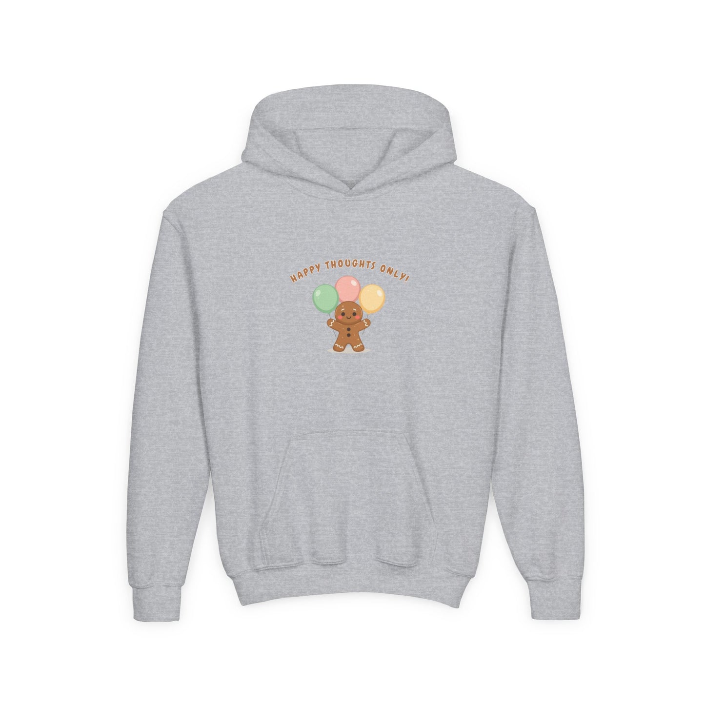 Hooded Sweatshirt Gingerbread Man Balloons Happy Thoughts